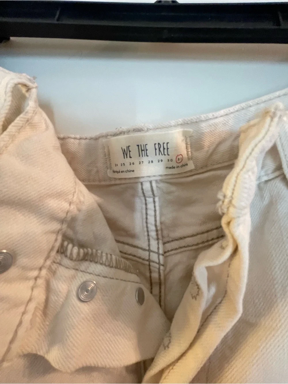 NWT Free People Raw Hem High-Rise Denim Shorts in worn white light beige